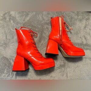 Size 6 red high heel boots